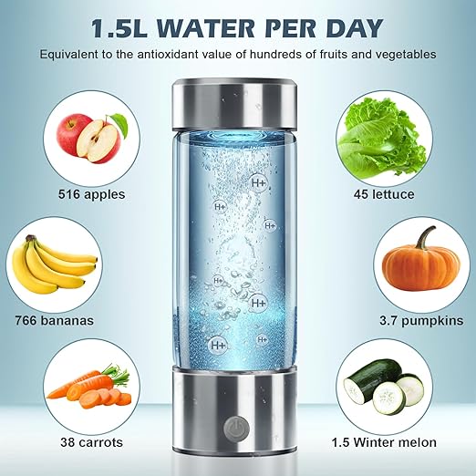 Hydrogen Water Bottle Hydrogen Water Generator with Stickers 450ml Rechargeable Hydrogen Water Machine with PEM SPE Technology 3Min Quick Electrolysis for Office Daily Drinking Birthday Present Ideas