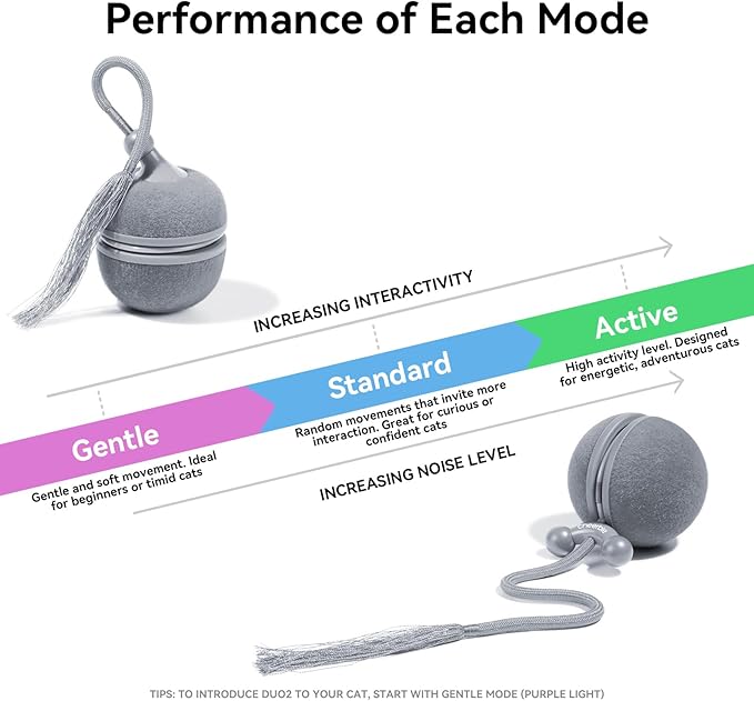 Cheerble Interactive Cat Toys for Indoor Cats - Wicked Ball Duo 2 Automatic Cat Toy with Dual Interchangeable Shells, Electronic Pet Toy with Bird Chirping Sounds, Rolling Cat Toy for Kittens, Blue