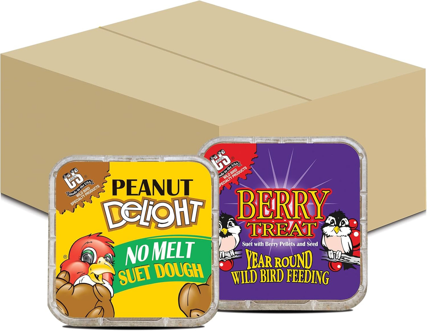 C&S Suet Variety Value Pack, Peanut Delight Dough & Berry Treat 24 Pack