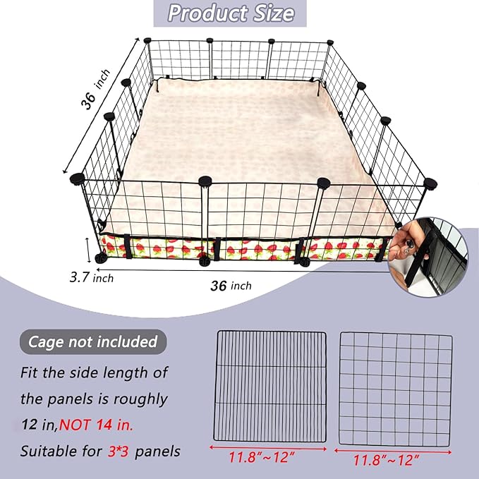 Guinea Pig Cage Liner，Washable Waterproof Oxford Cloth Cage Liners for Small Animals,Hamster Chinchilla Hedgehog Rabbit and Other Small Animals Not Include Cage (36x36 inches)