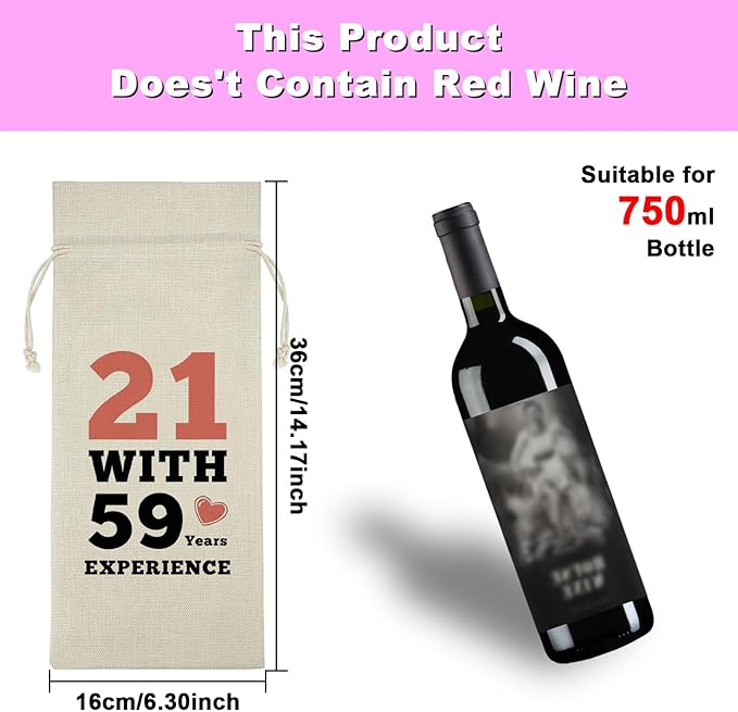 80th Birthday Gifts for Women Men Wine Bag Funny 80th Year Old Gifts for Parents Grandparents 80th Birthday Party Decors Champagne Wine Gift Bag Happy Birthday Gift Drawstring Burlap Wine Bag