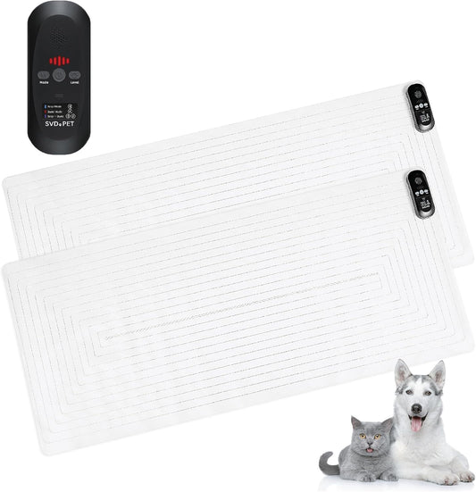 SVD.PET (2-Pack Pet Training Mat with Tester, Pet Shock Pad, Dogs & Cats Electronic Repellent mat for Indoor, 3 Training Modes, 5 Levels, Pet Safe Mode (Black controler 48" X 20")