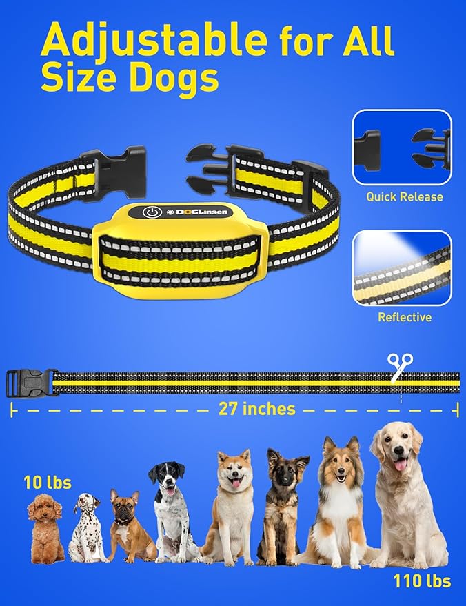 No Shock Dog Training Collar, Vibrating Dog Collar with Remote 2800Ft, Vibration Collar for Puppy Small Medium Large Dogs - No Prongs (Yellow)