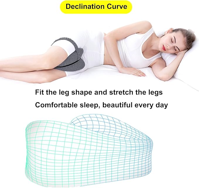 Knee Foam Support Pillow, Ergonomic Design, Knee Pillow for Side Sleepers, Memory Leg Pillow for Relieving Sciatica, Knee Support, Back Pain, Leg Support, Relieve Pain, Grey