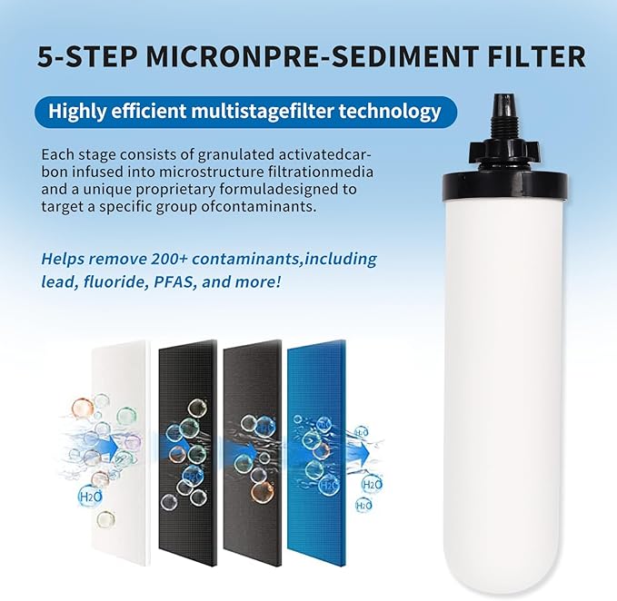 7-inch ceramic water filter Candle,7'' water filter replacement filters with Activated Carbon for Countertop Gravity Water Filter System,Water Cooler Filtration Systems.