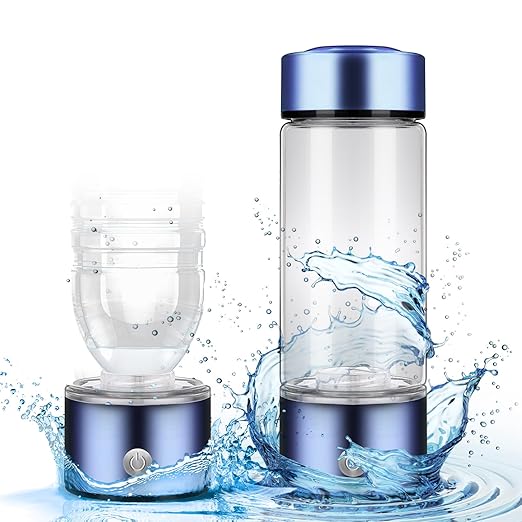 Hydrogen Water Bottle - Rechargeable High Concentration Hydrogen Generator, Portable Design, Food-Grade Materials, Easy to Use and Clean, 420ml,Blue Cover