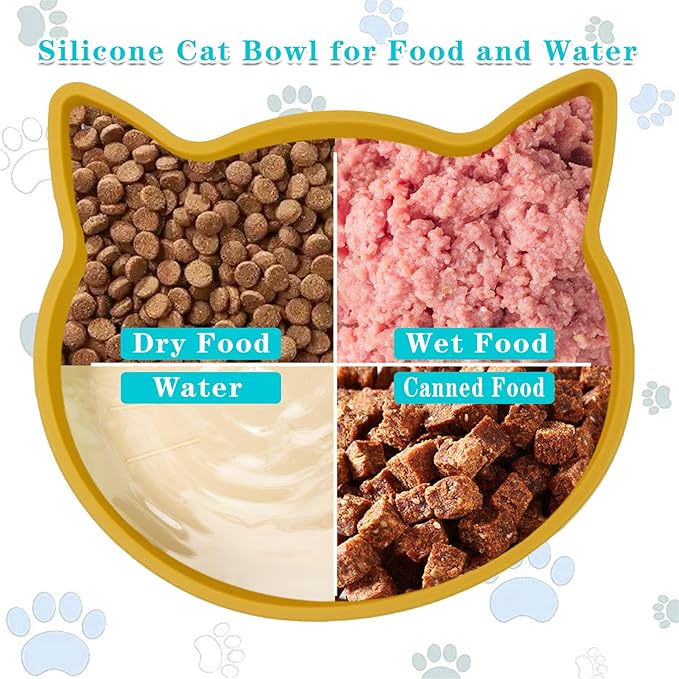 Silicone Dog Bowl Shallow Cat Bowls Set of 3, 7 Inch Wide Whisker Fatigue Flat Puppy Bowls for Small Dogs and Cats, No Spill Less Mess Cat Dog Plates with Suction Cup for Dry and Wet Food