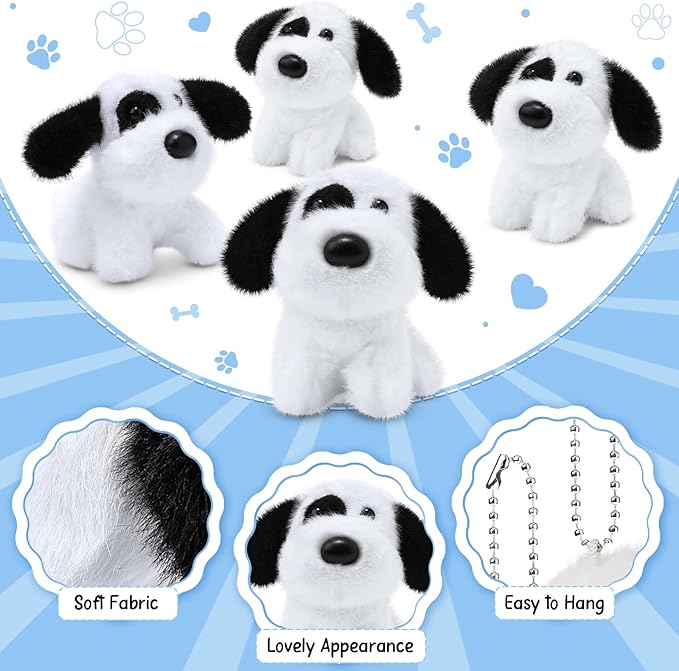 Sumind 9 Pcs 4" 5" Mini Plush Stuffed Dog Party Favor Small Puppy Stuffed Animal Bulk Soft Toy Doll Cute for Kids Gift Graduation Stocking Stuffers Baby Shower Birthday(Cute Dalmatian)