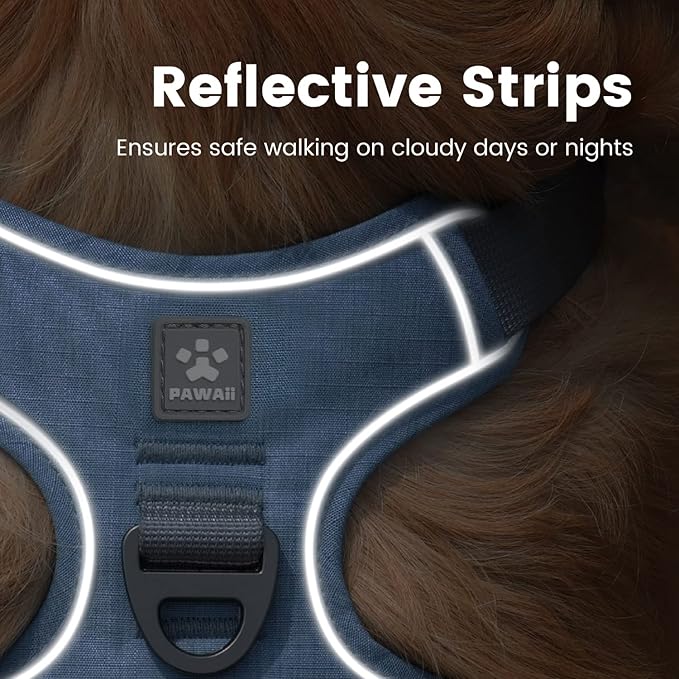 Pawaii No Pull Dog Harness with Pet ID Tag,Reflective Strips No Choke Front O Ring Breathable Mesh Adjustable Soft Padded Pet Vest with Easy Control Handle for Medium Dogs