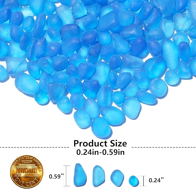 Sea Glass Stones - 2.9LB/46.4oz Aquarium Frosted Glass Pebbles Gemstones - Perfect for Aquarium Rocks, Fish Tank Gravel, Vase Fillers, Seaglass DIY Crafts, and Home Decor
