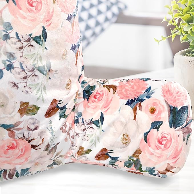 DILIMI Kid Reading Pillow, Back Support Pillow for Sitting in Bed, Soft Plush Bed Chair Sofa Pillow with Arms, Comfortable Rest Pillow for Kids & Teens, Pink Floral