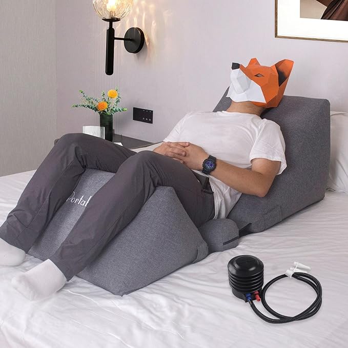 Inflatable Wedge Pillow Set for Indoor&Outdoor Lounge Chair 0-90° Infinite-Angle Adjustable Lying Game Pillow, Wedge Pillow for Back Pain Relief Portable Lawn Chair Outdoor Chair