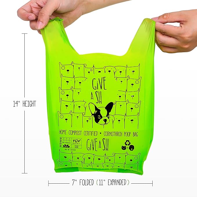 Home Compostable Dog Poop Bags with Handles - 10% to Charity - ASTM D6400 & EN 13432 Compliant - 240 x Large Plant Based Compostable Poop Bags (1 Pantry Roll)