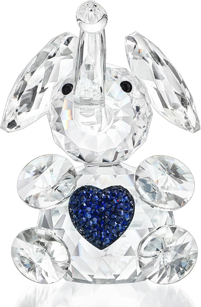 H&D HYALINE & DORA Handmade Crystal Elephant Figurine Glass Elephant Animal Figurines Collectible Gifts for Animal Lover