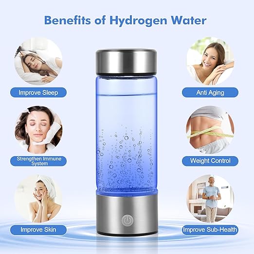Hydrogen Water Bottle, Portable Hydrogen Water Ionizer Machine, Rechargeable Hydrogen Water Bottle Generator,with Pem SPE Technology Hydrogen Water Cup for Exercise, Travel