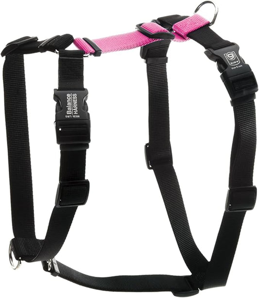 Blue-9 Buckle-Neck Balance Harness, Fully Customizable Fit No-Pull Harness, Ideal for Dog Training and Obedience, Made in The USA, Hot Pink, Large