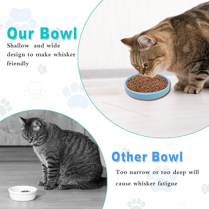 Silicone Dog Bowl Shallow Cat Food Bowls, 6 Inch Wide Cat Bowls Whisker Friendly, No Spill Less Mess Dog Plates for Dry and Wet Food, Set of 3 Puppy Bowls for Small Dogs and Cats