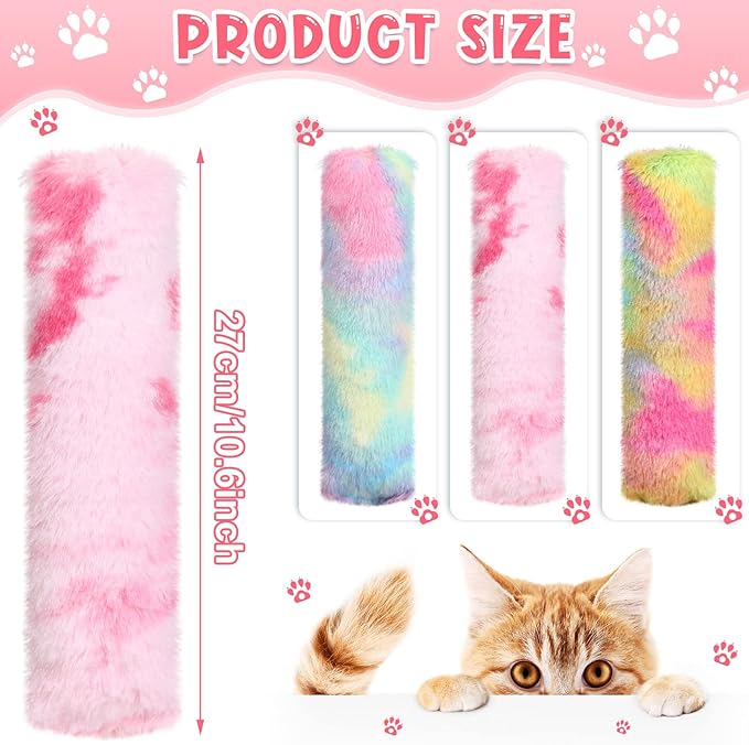 Civaner 6 Pcs 10.6 Inch Cat Catnip Toys Interactive Kitten Kicker Toy Soft Plush Cat Pillow Sticks Kitten Chasing Chewing Exercising Catnip Toy Indoor(Pink,Blue,Yellow,Candy)