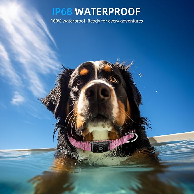 Upgraded AirTag Dog Collar, IP68 Waterproof Air Tag Dog Collar Holder, Reflective, Ultra-Durable, Comfortable Padded, Heavy Duty Dog Collars for Small Medium Large Dogs (M (12.6"-17.1"), Pink)