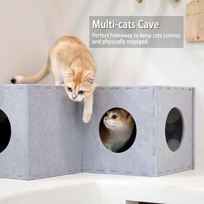 PETKARAY Cat Tunnel, Original Cat Hideaway Cave for Indoor Cats, Large Kitten Play Tubes and Tunnels, Soft Felt Cat Toy with Interactive Peek Hole