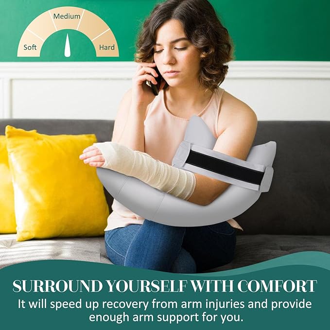HARBOREST Shoulder Surgery Pillow with Straps & Pocket - Shoulder Pillow for Shoulder Pain, Rotator Cuff Pillow for Sleeping or Sitting, Shoulder Relief Pillow (Light Grey)