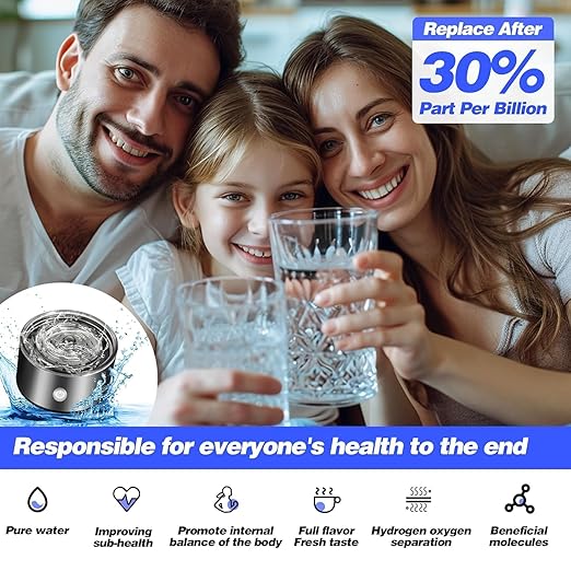 Hydrogen Water Bottle, 2024 New Portable Hydrogen Water Ionizer Machine, Hydrogen Water Generator, Hydrogen Rich Water Glass Health Cup for Home Office Travel (Grey)