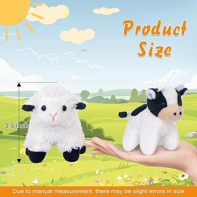 My OLi 10 Pack Plush Farm Animals Toys Stuffed Animals Bundle 3.5 Inch Cute Small Stuffed Animal Bulk Plush Toys for Kids, Plush Cat Dog Duck Rabbit Pig Sheep Cow Horse