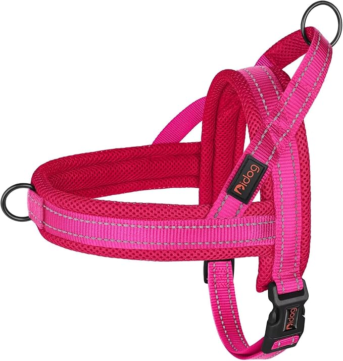 Didog No Pull Dog Harness with Soft Mesh Padded,Reflective & Quick Fit Light Weight Dog Strap Vest Harness,Easy for Walking Training (M:Chest 21-26", Mesh-Hot Pink)