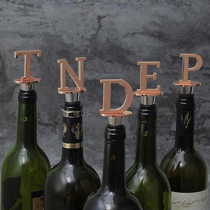 Miicol Wine Stopper, Prosecco Stopper, Wine Bottle Stopper, Personalised Champagne Stopper, Rose Gold Wine Accessories, Wine Lovers Gift, Monogram Gift, Letter P