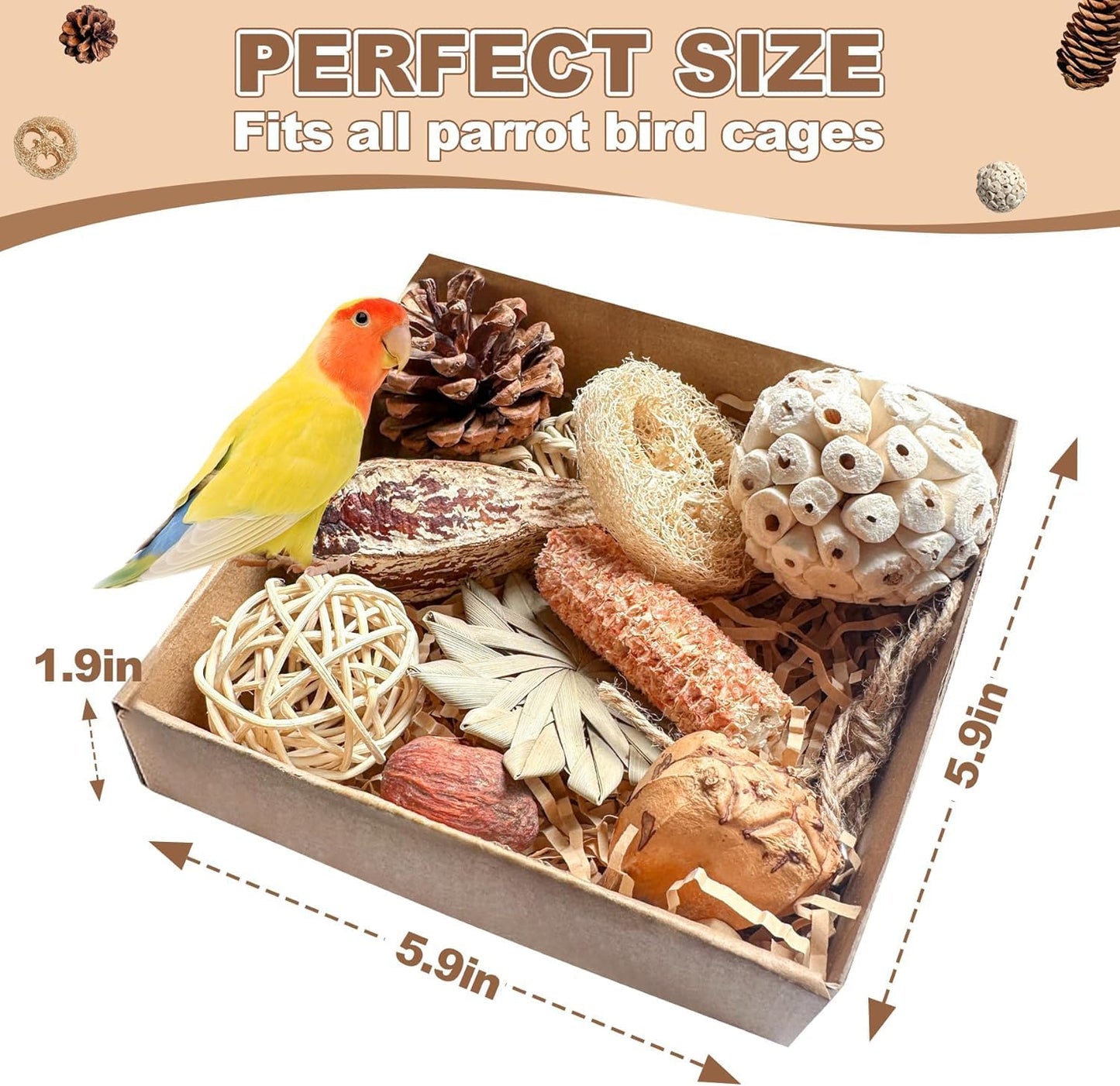 Parrot Toys, Tyotrbs Bird Toys Parakeet Toys for Birds Budgie Shredder Hanging Set Cockatiel ChewToys Parrot Climbing CageToy Lovebird Cage Accessories for Small or Medium Parrots