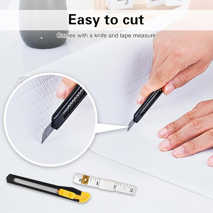 Shelf and Drawer Liner for Kitchen Cabinet-24 in x 30 FT Non-Adhesive Cabinet Liners for Shelves Non-Slip Waterproof Kitchen Drawer Liners Contact Paper Shelf Paper with Knife and Tape Measure