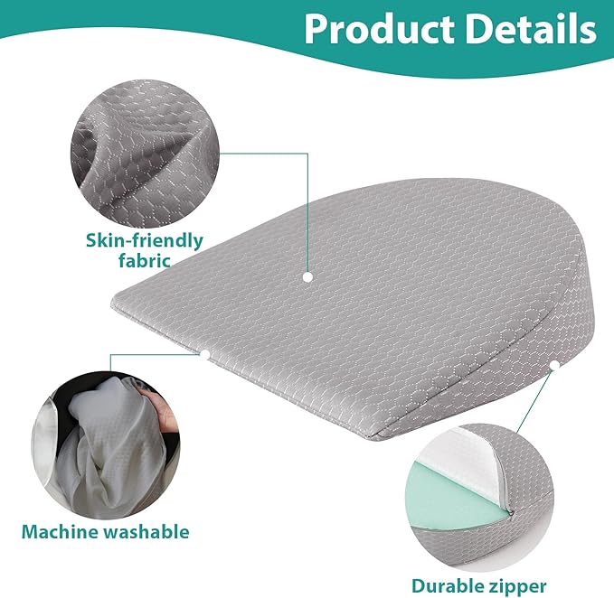Pregnancy Wedge Pillows for Side Sleeping, Memory Foam Pregnancy Pillow, Belly Pillow Pregnancy for Sleeping, Maternity Pillow for Pregnant Women, Pregnancy Belly Support Grey 14.5*13.5*4 Inch
