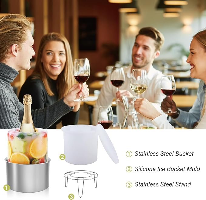 Ice Mold Wine Chiller, DIY Ice Mold Wine Bottle Chiller Cooler,Champagne Wine Whisky Beer Drink Ice Bucket Mold for Any Theme or Season
