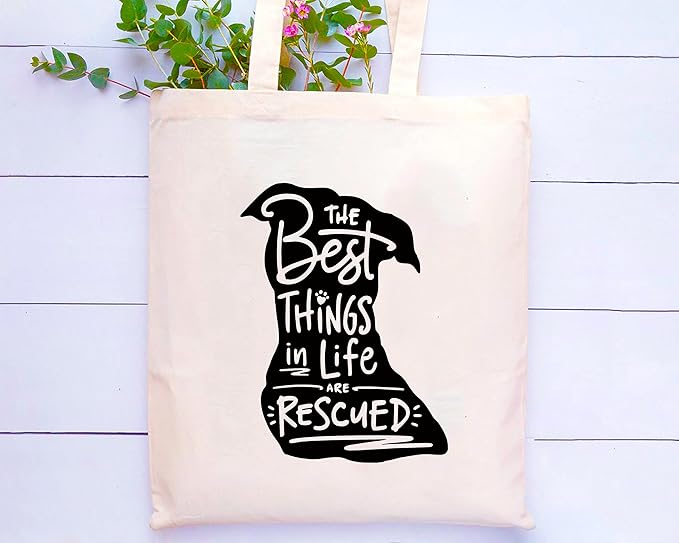 LIBIHUA Pet Dog Bag Gift - Dog Travel Bag - Rescue Dog Bag - Unique Dog gift,Dog Travel Bag,Supply Bag - Rescue Dog Mom Gift - the Best Things in Life Are Rescued - Shoulder Bag Shopping Bag Tote Bag