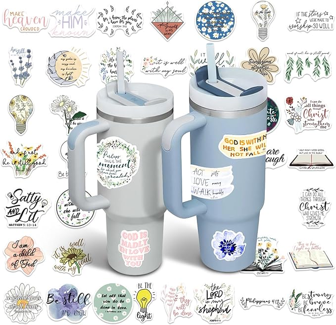 50Pcs Flower Stickers, Inspirational Retro Stickers for Tumbler Cup Water Bottle Laptop Phone Case Scrapbooking Skateboard Teens Aldult Kids