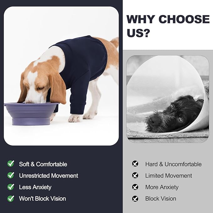 IDOMIK Dog Recovery Suit, Dog Surgery Recovery Suit Front Legs, Comfy Joint Leg Sleeves After Surgery, Elbow Braces Protector for Leg Injuries & Joint Pain, Cone Collar Alternatives,Navy,M