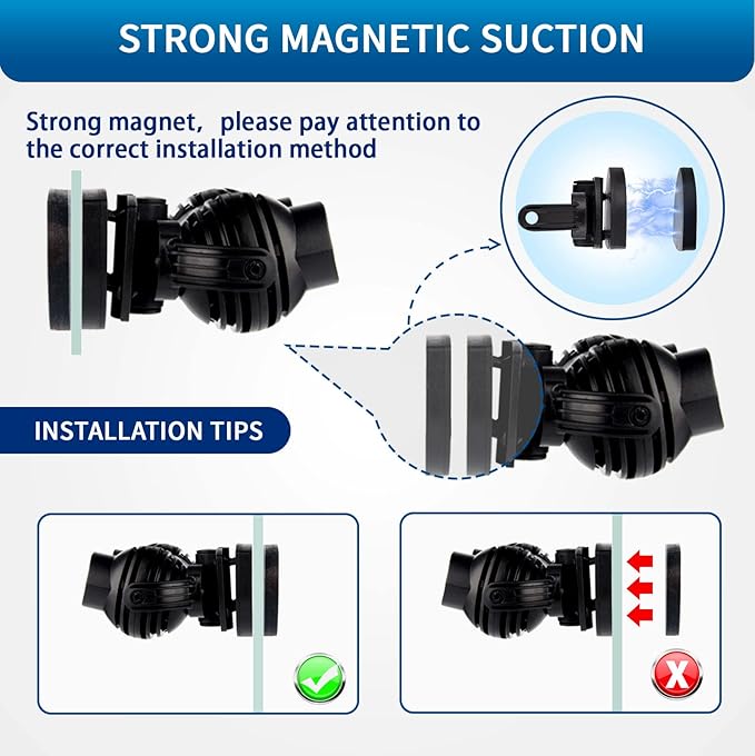 FREESEA Wave Maker for Aquarium Powerhead: 1600 GPH Circulation Pump - 360° Adjustable Power Head Wavemaker with Magnetic Suction for 75 Gallon - 125 Gallon Fish Tank | Saltwater | Freshwater
