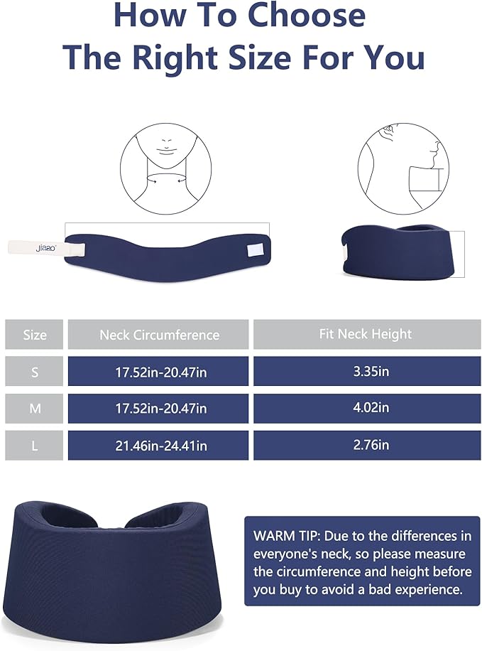 Neck Brace for Pain Relief - Washable Cervical Collar for Neck Pain and Support, Soft Cervicorrect, Suitable for Traveling, Working, Sleeping and Using Phone (Dark Blue, 2.76 inch Height)