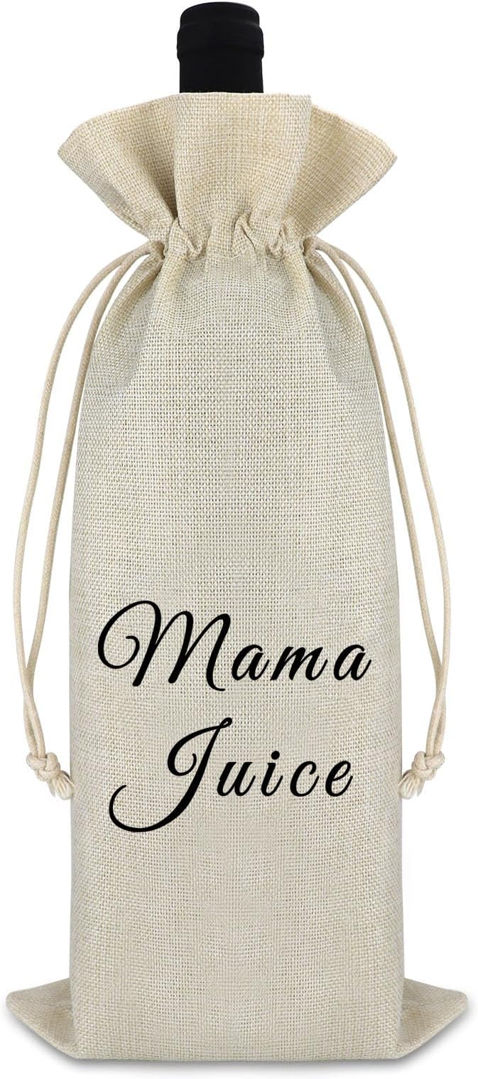 Mom Gifts Birthday Gift for Mom from Daughter Son Wine Bags Mother's Day Gift Thank You Gift for Mother Mama Stepmom Gift Drawstring Burlap Wine Wrap Bag Christmas Gift for New Mommy Mom to Be Gift