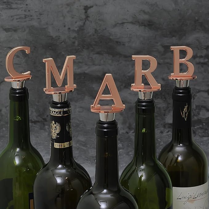 Miicol Wine Stopper, Prosecco Stopper, Wine Bottle Stopper, Personalised Champagne Stopper, Rose Gold Wine Accessories, Wine Lovers Gift, Monogram Gift, Letter M