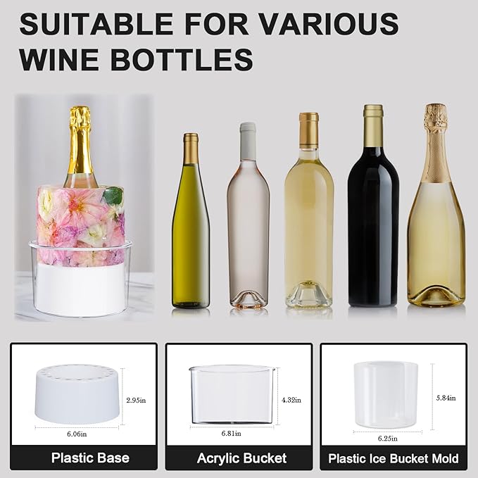 Ice Bucket Mold, DIY Acrylic Ice Mold Wine Bottle Chiller,DIY Ice Bucket Mold for Wine Champagne and Cocktails,Ideal Gift for Special Parties Weddings Mother's Day Thanksgiving and Christmas-White
