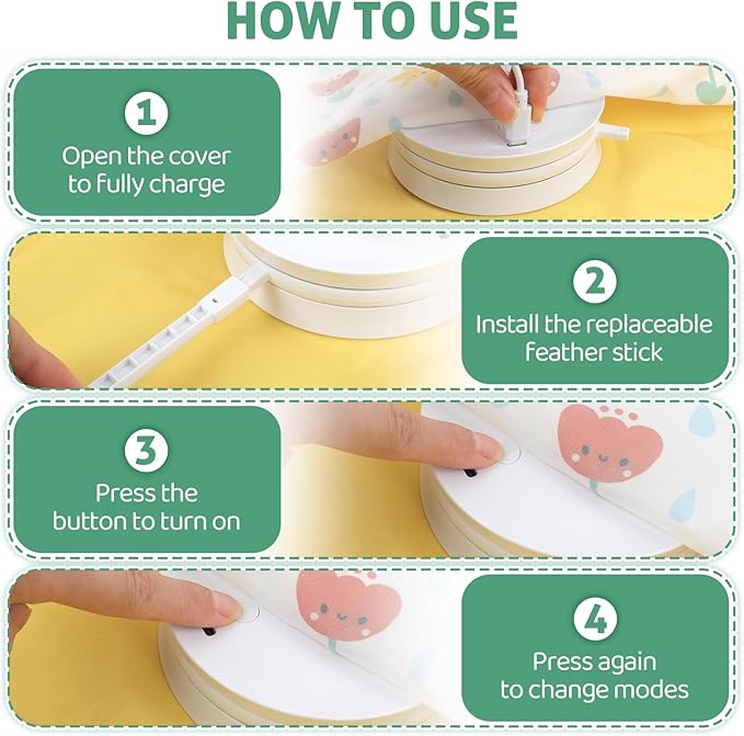 Interactive Cat Toys, Durable Stable Base Touch Activated Kitten Toy, Rechargeable Hide and Seek Cat Toys, Waving Concealed Feather Exercise Toy for Indoor Bored Cats/Kitten