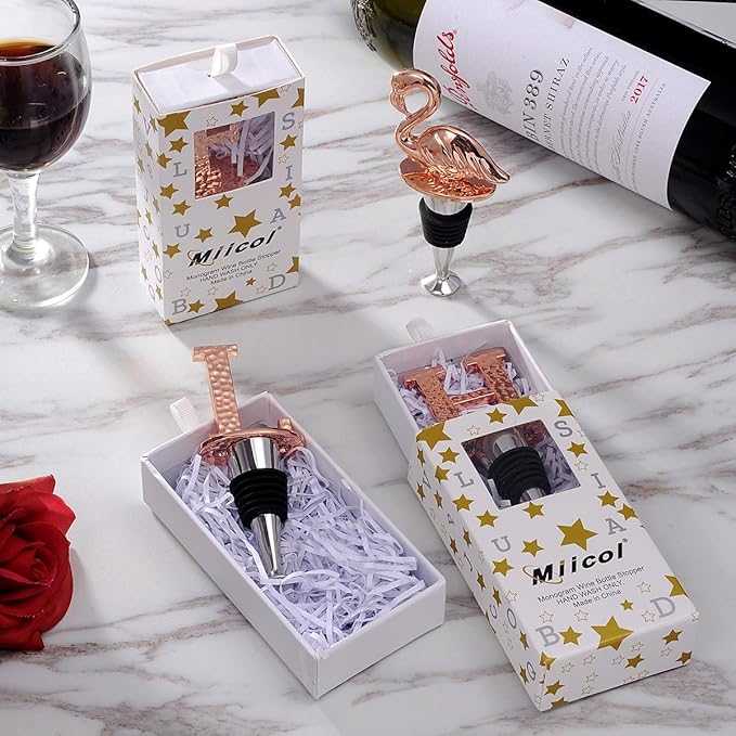 Miicol Wine Bottle Stopper, Prosecco Stopper, Rose Gold Wine Stopper, Personalised Champagne Stopper, Initial Wine Stopper, Funny Prosecco Gift, Wine Lovers Gift, Letter L