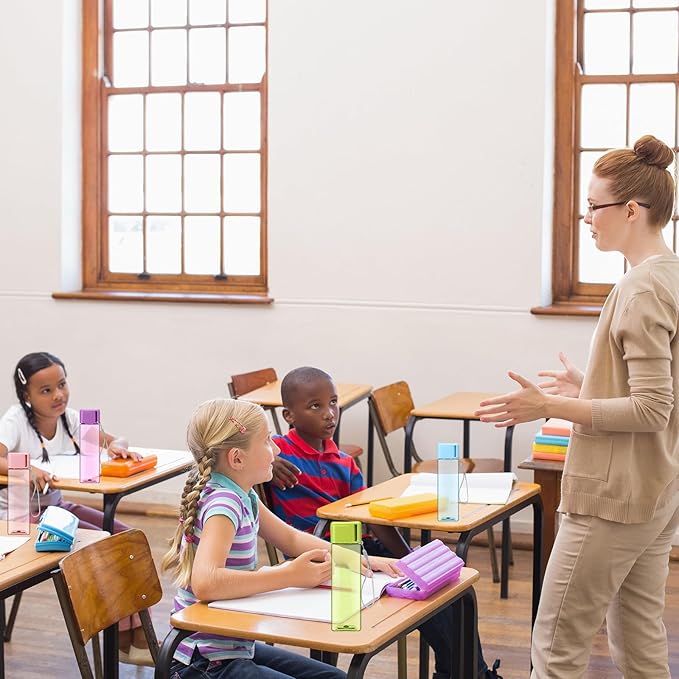 Mifoci 20 Pieces Water Bottle Bulk 17 oz Plastic Water Bottles Bulk Gym Sports Adults Reusable Large Water Bottles for Outdoor Fitness(Colorful,Rectangle)