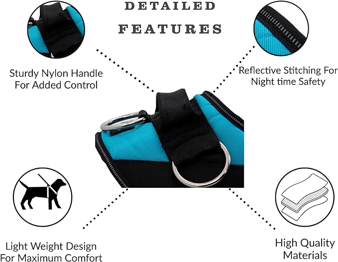 ShawnCo Essential Dog Harness, No-Pull Pet Vest with 3 Leash Clips, No Choke, Reflective, Adjustable and Padded, for Easy Walking and Training for Small, Medium and Large Dogs (Rose Gold, XL)