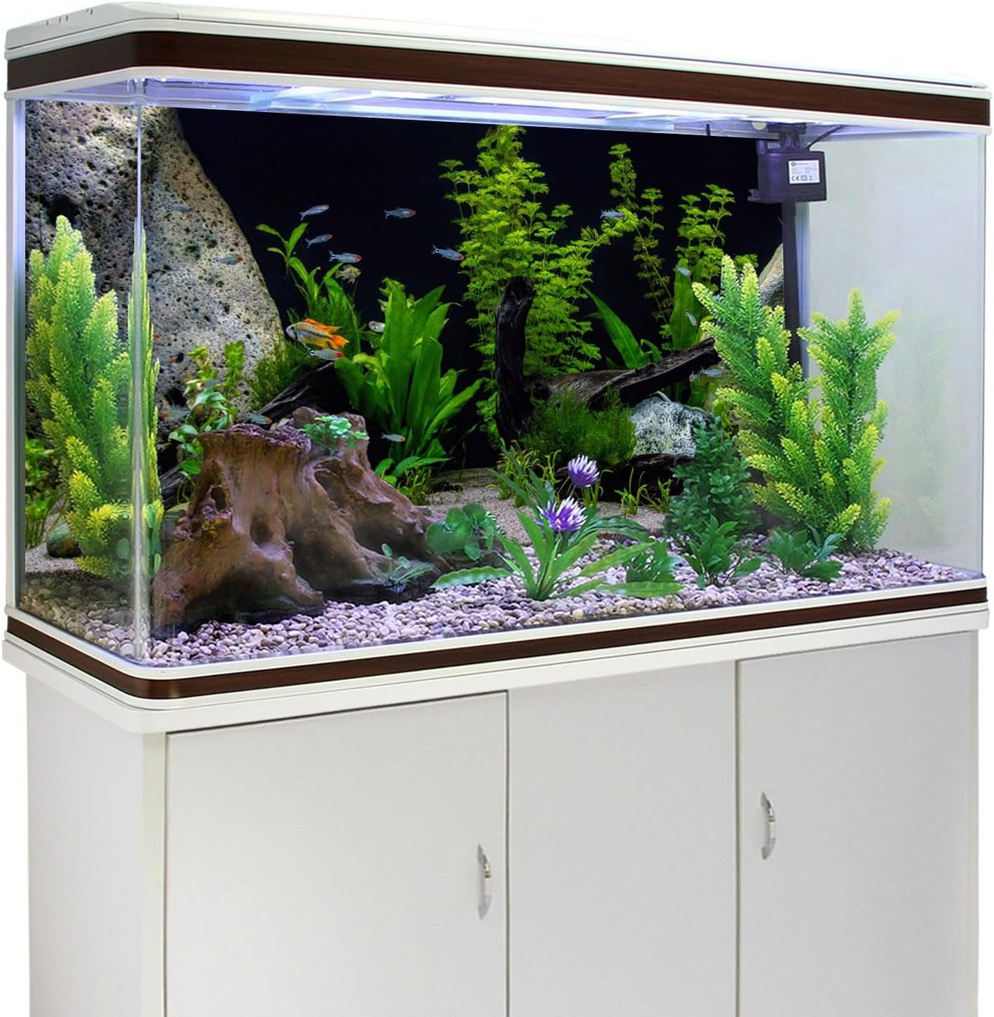 AWERT Vinyl Underwater Aquatic Plant Fish Tank Background Stone River Bed & Lake Aquarium Background 48x24 inches