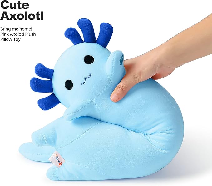 PEACH CAT Blue Long Axolotl Plush Pillow Toy Cute Axolotl Stuffed Animal for Girls and Boys 34"