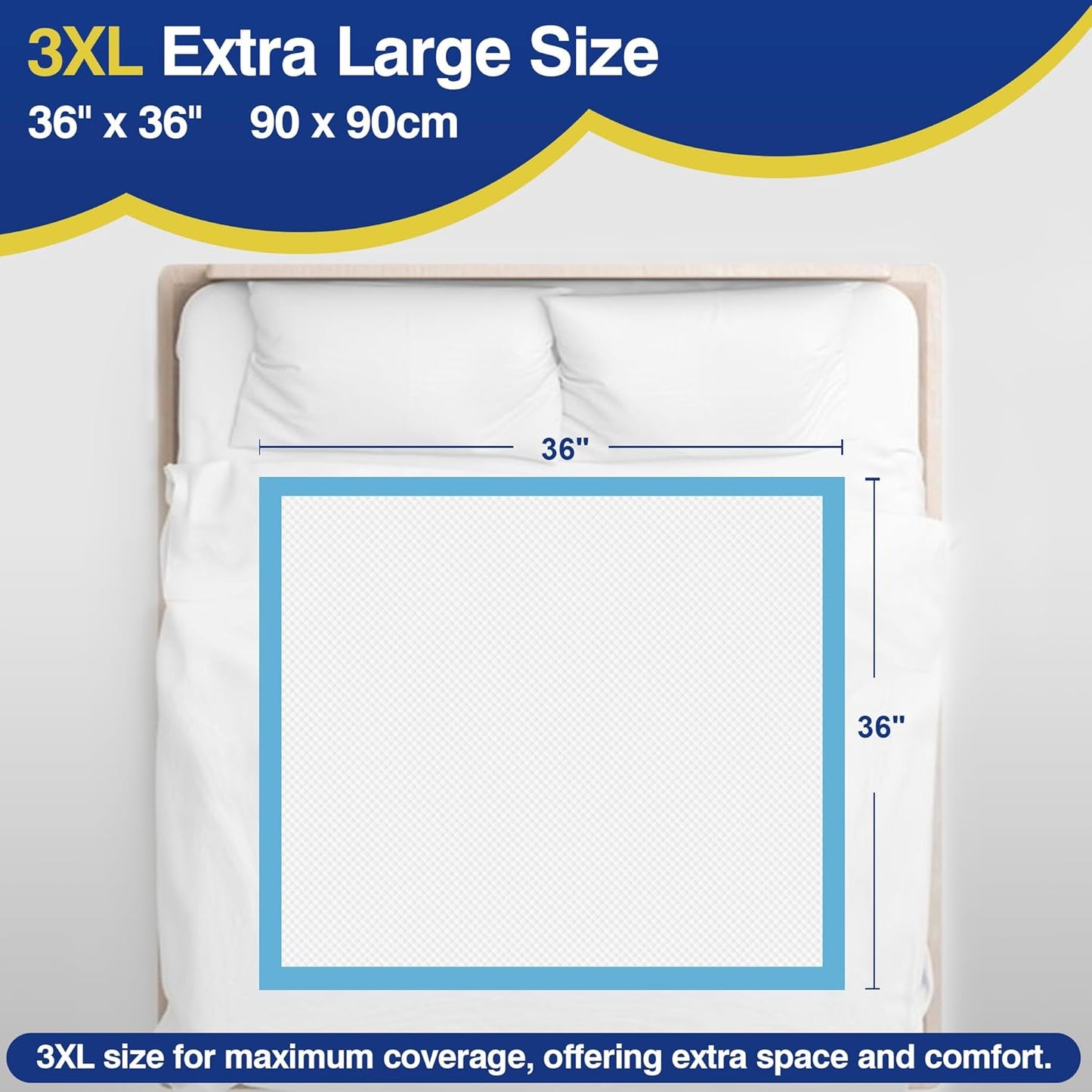 MKISS Bed Pads Disposable 36" x 36" (100 Counts), Large Incontinence Underpads Leakproof Quick Drying Max Absorbent Disposable Pee Pads for Adults, Baby, Puppy, Children, Elderly