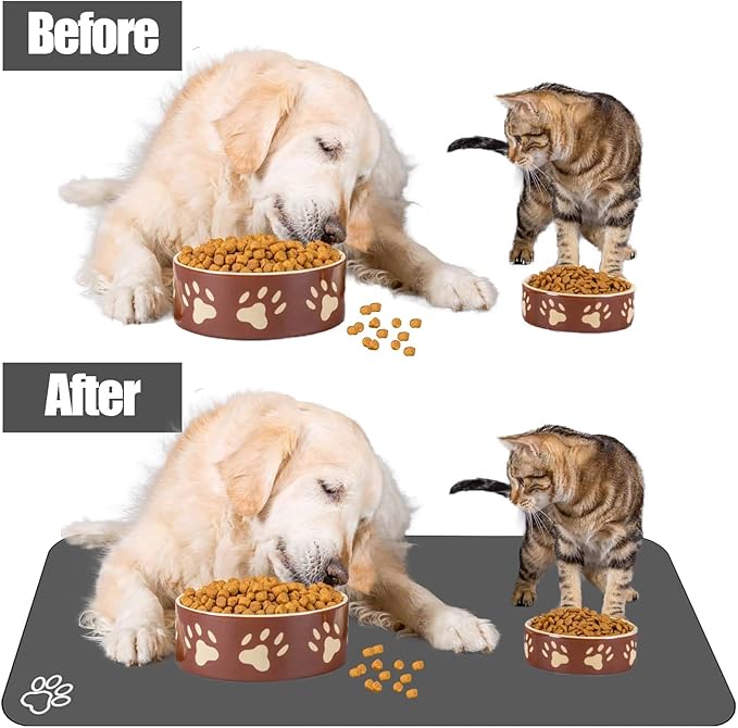 Large Pet Feeding Mat, Absorbent Quick Dry Dog Mat for Food and Water Bowl, Non Skid Cat Bowl Mat, No Stains for Pet Water Dispenser Pet Supplies for Messy Drinkers