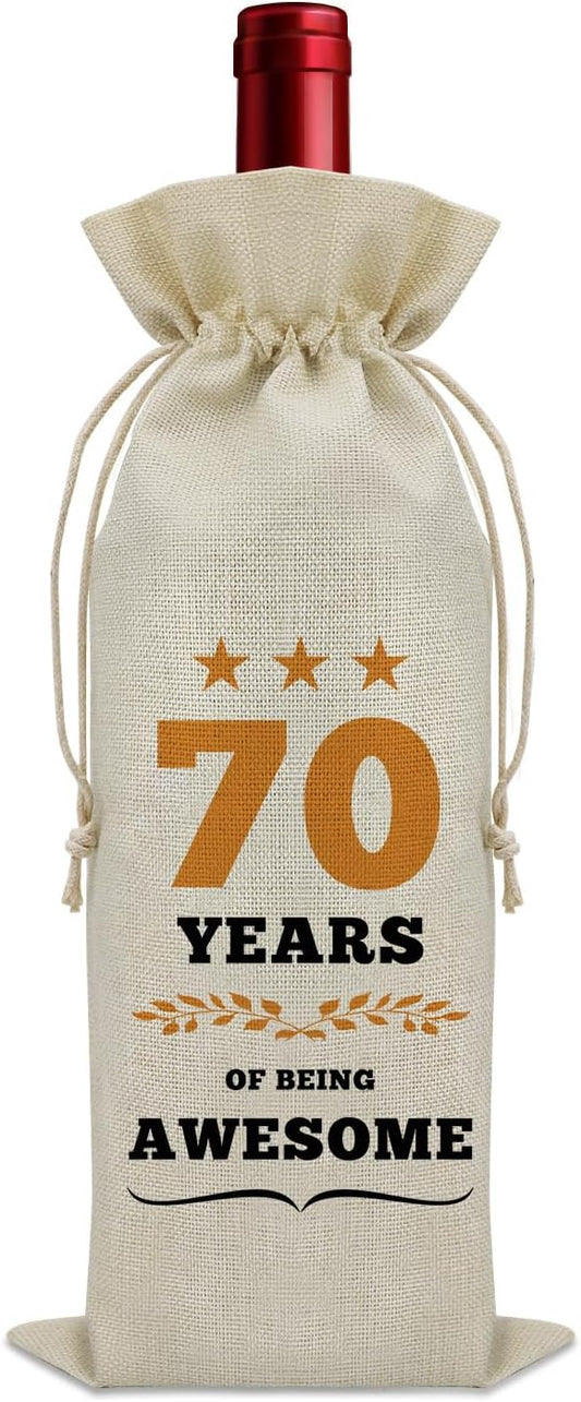 70th Birthday Gifts for Women Men Wine Bag 70 Year Old Birthday Gifts for Her Him 70 Year Work Anniversary Decorations Wine Bottle Decoration Bag Born in 1954 Wine Accessories Gifts for Wine Lovers